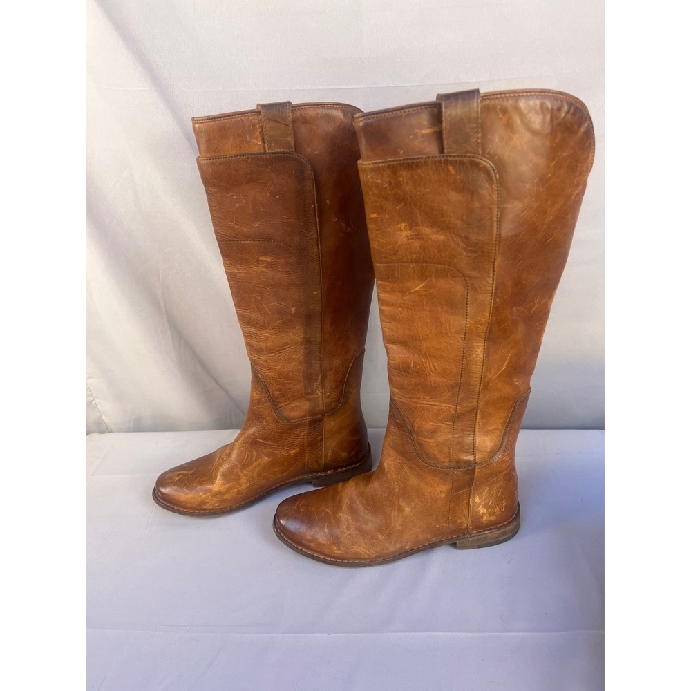 Frye Cognac Brown Leather Tall Riding Boots Women's Size 7B Classic Style - Picture 3 of 6